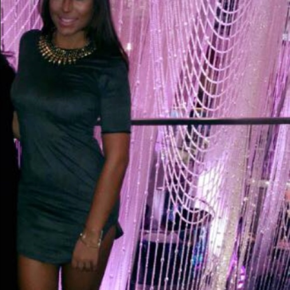 Dark green suede mini dress